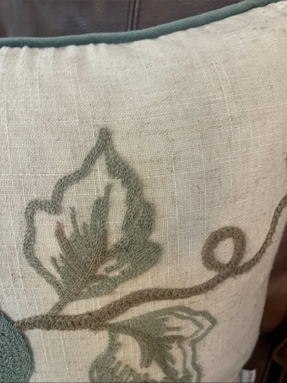 Down Pumpkin Vine Throw Pillow - Cream and Green